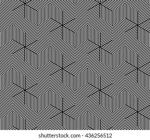 Vector seamless texture. Modern abstract background. Monochrome geometrical pattern with hexagons.