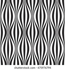 Vector seamless texture. Modern abstract background. Repeated monochrome pattern with curved lines.