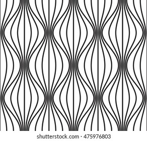 Vector seamless texture. Modern abstract background. Repeated monochrome pattern with curved filaments.