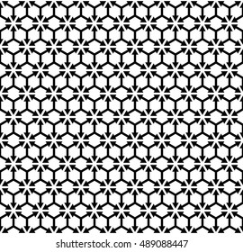 Vector seamless texture. Modern abstract background. Monochrome geometrical pattern with repeating hexagonal tiles.