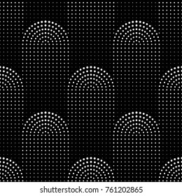 Vector seamless texture. Modern abstract background. Monochrome geometric pattern with circles of dots