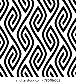 Vector seamless texture. Modern abstract background. Repeating monochrome pattern with figures of curved lines.