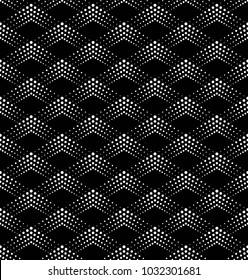 Vector seamless texture. Modern geometric background. Monochrome repeating pattern with rhombuses of dots.