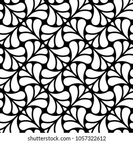 Vector seamless texture. Modern geometric background. Monochrome repeating pattern with abstract leaves
