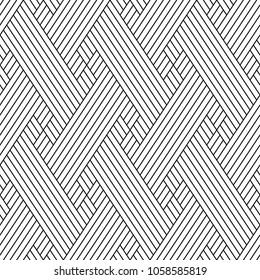 Vector seamless texture. Modern geometric background. Monochrome repeating pattern with intersecting thin lines.