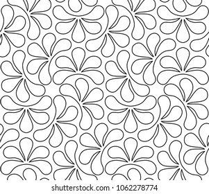 Vector seamless texture. Modern geometric background. Monochrome repeating pattern. Hexagonal tiles with abstract flowers.