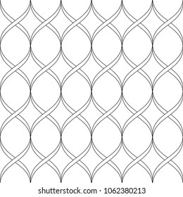 Vector seamless texture. Modern geometric background. Monochrome repeating pattern with curved wavy lines.