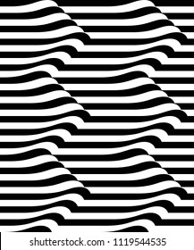 Vector seamless texture. Modern geometric background. Monochrome repeating pattern with waves.
