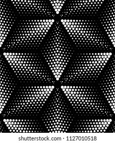 Vector seamless texture. Modern geometric background. Monochrome geometric pattern with rhombuses of dots.