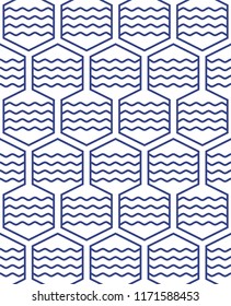 Vector seamless texture. Modern geometric background. Repeated pattern with hexagonal tiles.