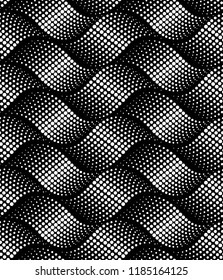 Vector seamless texture. Modern geometric background. Repeated pattern with wavy lines from dots.