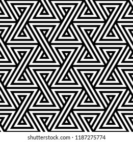 Vector seamless texture. Modern geometric background. A repeating pattern with interwoven triangles.