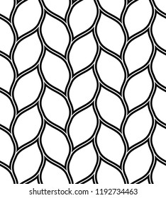 Vector seamless texture. Modern geometric background. Repeating monochrome pattern with abstract leaves .