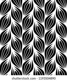 Nahtlose Vektortextur. Moderner geometrischer Hintergrund. Wiederholtes monochromes Muster mit abstrakten Blumen.