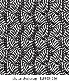 Vector seamless texture. Modern geometric background. Monochrome geometric pattern with semicircles from dots.