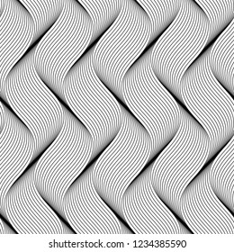 Vector seamless texture. Modern geometric background with thin wriggling threads.
