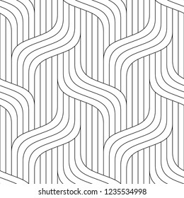 Vector seamless texture. Modern geometric background. Monochrome repeating pattern with intersecting thin lines.