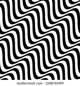 Vector seamless texture. Modern geometric background with thin wavy lines located diagonally.