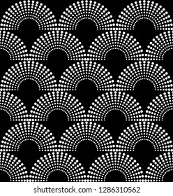 Vector seamless texture. Modern geometric background with half circles from dots.