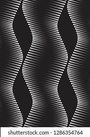 Vector seamless texture. Modern geometric background with wavy lines of dots.
