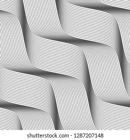 Vector seamless texture. Modern geometric background with wriggling thin threads.