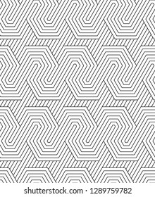Vector seamless texture. Modern geometric background. Lattice with fragments of hexagons.
