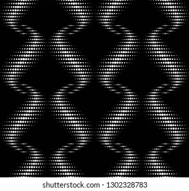 Vector seamless texture. Modern geometric background. Curved shapes from points.