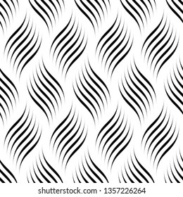 Vector seamless texture. Modern geometric background. Monochrome repeating pattern with curving wavy lines.