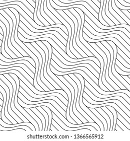 Vector seamless texture. Modern geometric background. Mesh with interlaced wavy lines.