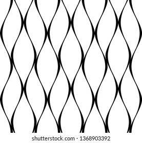 Vector seamless texture. Modern geometric background. Lattice of curved wavy lines.