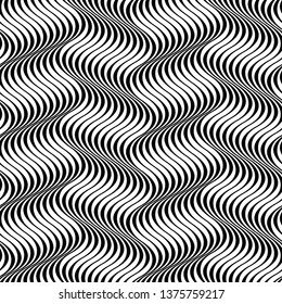 Vector seamless texture. Modern geometric background. Grid with wavy lines.