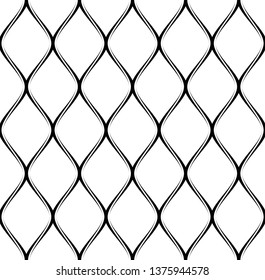 Vector seamless texture. Modern geometric background. Grid with wavy lines.