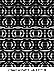 Vector seamless texture. Modern geometric background. Wavy lines of dots.