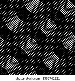 Vector seamless texture. Modern geometric background. Wavy lines of dots.