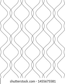 Vector seamless texture. Modern geometric background. Monochrome repeating pattern .Grid with curly cells.
