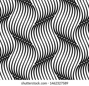 Vector seamless texture. Modern geometric background. Repeating pattern with wavy lines.
