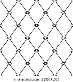 Vector seamless texture. Modern geometric background. Lattice with wavy lines.
