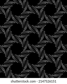 Vector seamless texture. Modern geometric background. Repeating geometric pattern with abstract dotted leaves.