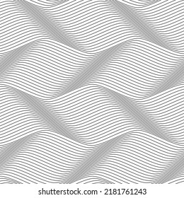Vector seamless texture. Modern geometric background with fine wavy lines.