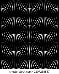 Textura sin fisuras del vector. Fondo geométrico moderno. Cuadrícula con tejas hexagonales hechas de puntos.