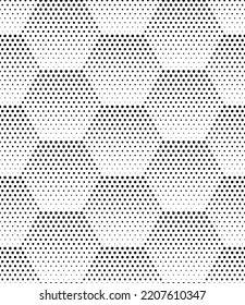 Vector seamless texture. Modern geometric background. Grid with hexagonal tiles made of dots.