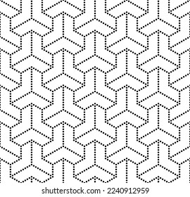 Vector seamless texture. Modern geometric background . A grid with hexagonal tiles of dots. 