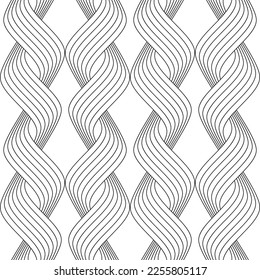 Vector seamless texture. Modern geometric background of thin wavy threads.