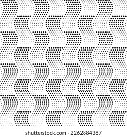 Vector seamless texture. Modern geometric background with dotted wavy lines.