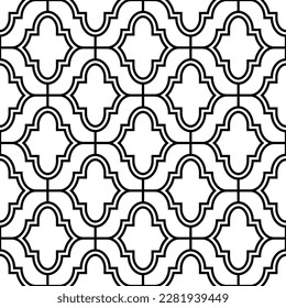 Vector seamless texture. Modern geometric background with curly tiles.
