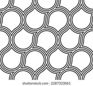 Vector seamless texture. Modern geometric background with curly tiles.