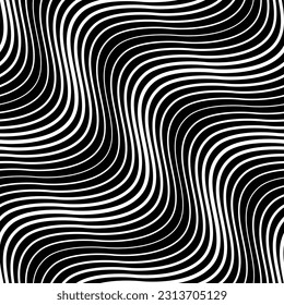 Vector seamless texture. Modern geometric background with wavy lines.