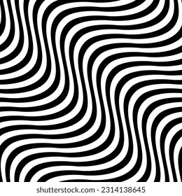 Vector seamless texture. Modern geometric background with wavy lines.