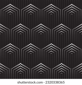 Vector seamless texture. Modern geometric background. Grid with hexagons from dots.