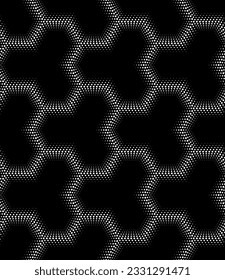 Vector seamless texture. Modern geometric background with dotted hexagons.